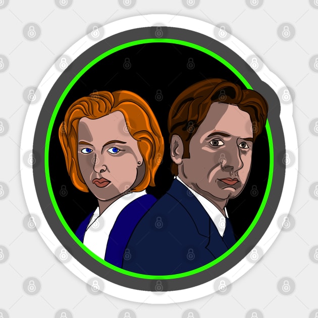 mulder and scully Sticker by wet_chicken_lip